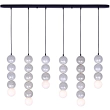 Pearls 6 Light 50" Wide Linear Pendant with Capiz Shell Shades