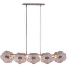 Poppy 5 Light 56" Wide Linear Chandelier with Abaca Shades