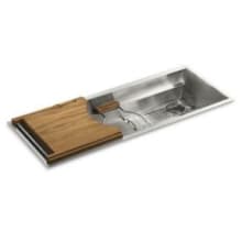 Multiere 45" Drop In Single Basin Stainless Steel Kitchen Sink with Basin Rack, Colander, Cutting Board