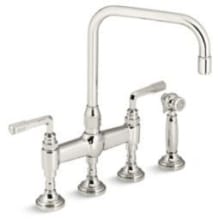 For Town 1.8 GPM Widespread Bridge Kitchen Faucet - Includes Side Spray