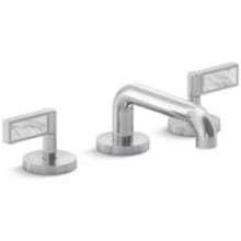 One 1.2 GPM Widespread Bathroom Faucet with White Carrara Lever Handles