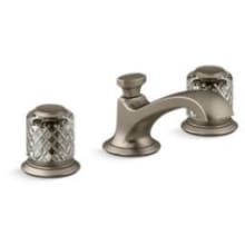 Script 1.2 GPM Widespread Bathroom Faucet with Saint-Louis Flannel Grey Crystal Knob Handles and Pop-Up Drain Assembly