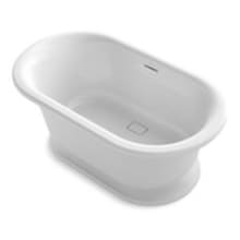 Per Se 62" Free Standing Oval Stone Composite Soaking Tub with Center Drain, Drain Assembly, and Overflow