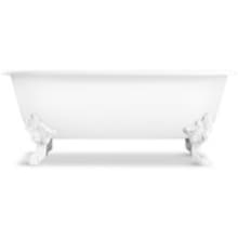 Circe 69" Free Standing Clawfoot Cast Iron Soaking Tub with Center Drain