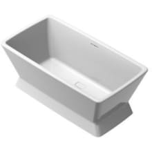 Papion 63" Free Standing Stone Composite Soaking Tub with Center Drain, Drain Assembly, and Overflow