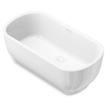 Laura Kirar 66" Free Standing Stone Composite Soaking Tub with Center Drain, Drain Assembly, and Overflow