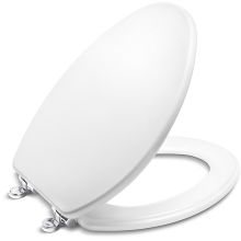 Classic Molded Wood Elongated Toilet Seat with Nickel Silver Slow Close Hinges
