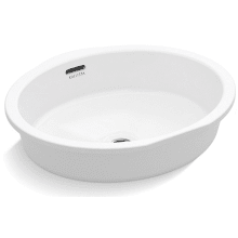 Perfect Undermount Centric Oval Bathroom Sink with Overflow and Glazed Exterior
