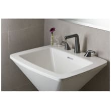 Rectangular Stone Composite Pedestal Bathroom Sink with Faucet Holes at 8" Centers - Less Pedestal Base