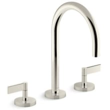 One 1.2 GPM Widespread Bathroom Faucet, Gooseneck, Lever Handles