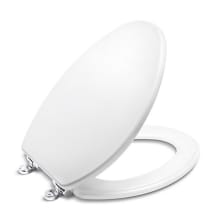 Classic Molded Wood Elongated Toilet Seat with Chrome Slow Close Hinges