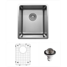 Novaro 15" Undermount Single Basin Stainless Steel Kitchen/Bar Sink with Basin Rack and Basket Strainer