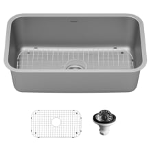 Profile 30" Undermount Single Basin Stainless Steel Kitchen Sink with Basin Rack and Basket Strainer