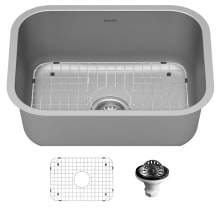 Profile 23" Undermount Single Basin Stainless Steel Kitchen Sink with Basin Rack and Basket Strainer