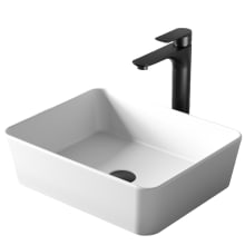 Quattro Matte Collection 18" Acrylic / Solid Surface Vessel Bathroom Sink with 1.2 GPM Bathroom Faucet and Pop-Up Drain Assembly