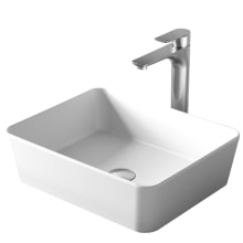 Quattro Matte Collection 18" Acrylic / Solid Surface Vessel Bathroom Sink with 1.2 GPM Bathroom Faucet and Pop-Up Drain Assembly