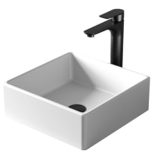 Quattro Matte Collection 14-1/2" Acrylic / Solid Surface Vessel Bathroom Sink with 1.2 GPM Bathroom Faucet and Pop-Up Drain Assembly