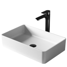 Quattro Matte Collection 21-1/4" Acrylic / Solid Surface Vessel Bathroom Sink with 1.2 GPM Bathroom Faucet and Pop-Up Drain Assembly
