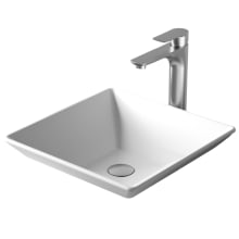 Quattro Matte Collection 16" Acrylic / Solid Surface Vessel Bathroom Sink with 1.2 GPM Bathroom Faucet and Pop-Up Drain Assembly