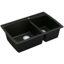 Quartz QT 34" Drop In Double Basin Quartz Composite Kitchen Sink