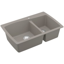 Quartz QT 34" Drop In Double Basin Quartz Composite Kitchen Sink