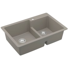 Quartz QT 33" Drop In Double Basin Quartz Composite Kitchen Sink