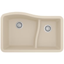 Quartz QU 32" Undermount Double Basin Quartz Composite Kitchen Sink