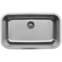 U Series 30-1/2" Undermount Single Basin Stainless Steel Kitchen Sink - Less Basin Rack and Basket Strainer