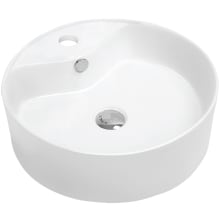 Valera 18-1/8" Circular Vitreous China Vessel Bathroom Sink with Overflow and 1 Faucet Hole
