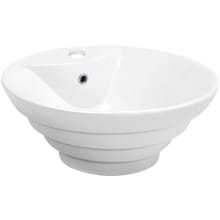 Valera 18-7/8" Circular Vitreous China Vessel Bathroom Sink with Overflow and 1 Faucet Hole