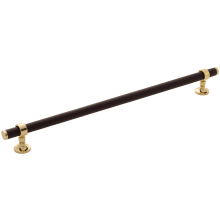 Umber 12" Center to Center Solid Brass and Leather Luxury Custom Exclusive Cabinet Bar Handle / Drawer Bar Pull