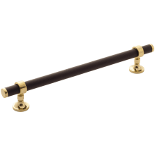 Umber 7-9/16" Center to Center Solid Brass and Leather Luxury Custom Exclusive Cabinet Bar Handle / Drawer Bar Pull