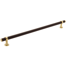 Umber 18" Center to Center Luxury Solid Brass and Leather Custom Exclusive Appliance Bar Handle / Pull