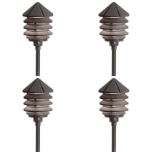 Six Groove 10" Tall 3-Tier Incandescent Path Lights - Set of (4)