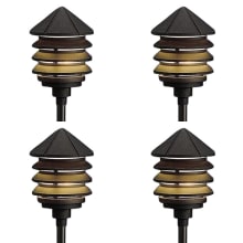 Six Groove 10" Tall 3-Tier Incandescent Path Lights - Set of (4)