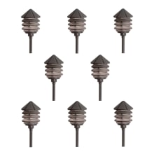 Six Groove 10" Tall 3-Tier Incandescent Path Lights - Set of (8)