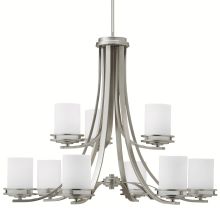 Hendrik 9 Light 34" Wide 2-Tier Chandelier with Satin Etched Glass Shades