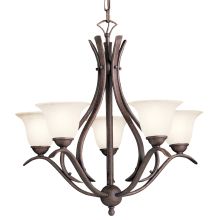 Dover 5 Light 24" Wide Chandelier with Etched Glass Shades