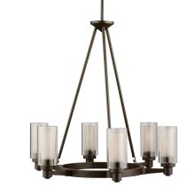 Circolo 6 Light 26" Wide Chandelier with Dual Cylinder Shades