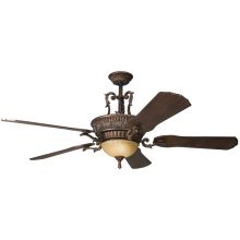 60" Indoor Ceiling Fan with Blades, Light Kit, Downrod and Remote Control