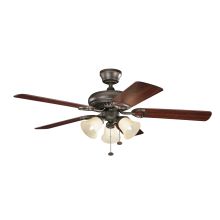 Sutter Place Premier 52" Ceiling Fan with Blades, Light Kit, Downrod and Pull Chain
