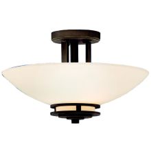 Hendrik 2 Light 15" Wide Semi-Flush Ceiling Fixture with Satin Etched Glass Shade