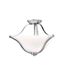 Langford 2 Light 19" Wide LED Semi-Flush Bowl Ceiling Fixture / Pendant with a Satin Etched White Shade