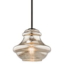 Everly Single Light 12" Wide Pendant with Mercury Style Glass Shade