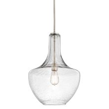 Everly Single Light 14" Wide Pendant with Seedy Glass Shade