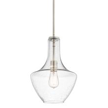 Everly Single Light 11" Wide Pendant with Seedy Glass Shade