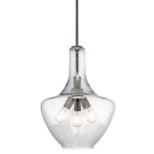 Everly 3 Light 16" Wide Bell Pendant with Seedy Glass Shade