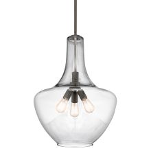 Everly 20" Wide 3 Light Pendant with Seedy Glass Shade