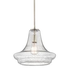 Everly 12-1/2" Wide Single Light Schoolhouse Pendant with Clear Seedy Glass Shade