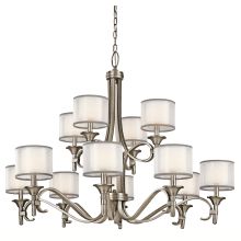 Lacey 12 Light 42" Wide 2-Tier Chandelier with Organza Shades and Diffusers